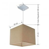 Lustre Pendente Quadrado Vivare Md-4059 Cúpula Em Tecido 21/35x35cm - Bivolt Algodão-crú 127/220v - 5
