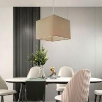 Lustre Pendente Quadrado Vivare Md-4059 Cúpula Em Tecido 21/35x35cm - Bivolt Algodão-crú 127/220v - 6