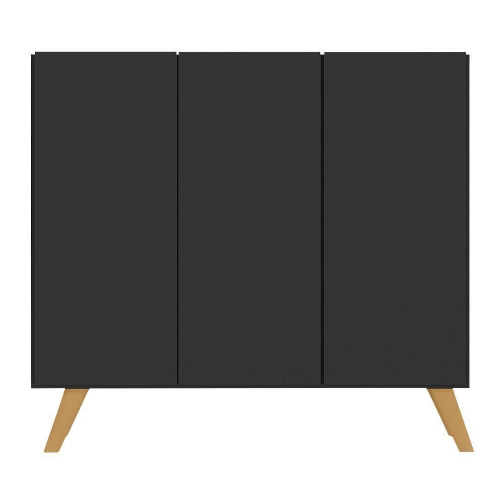 Sapateira Retrô 3 Portas Nina Mp6018 Preta Natural - 2