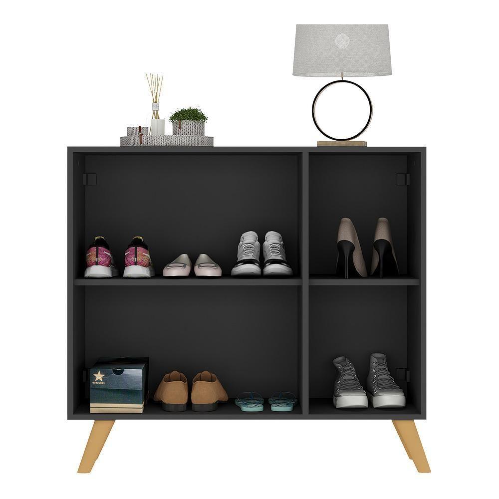 Sapateira Retrô 3 Portas Nina Mp6018 Preta Natural - 3