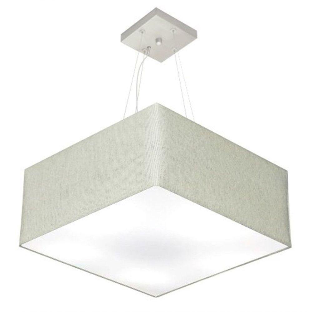 Lustre Pendente Quadrado Vivare Md-4071 Cúpula Em Tecido 30/70x70cm - Bivolt Rustico-cinza 127/220v - 1