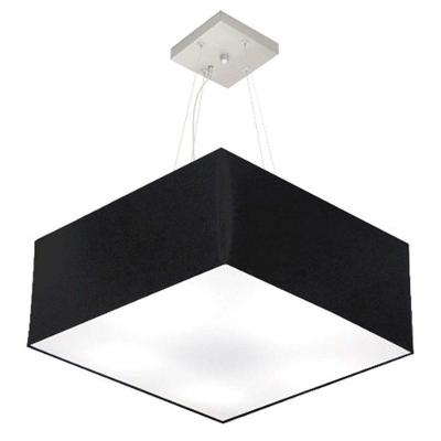 Lustre Pendente Quadrado Vivare Md-4071 Cúpula Em Tecido 30/70x70cm - Bivolt Preto 127/220v
