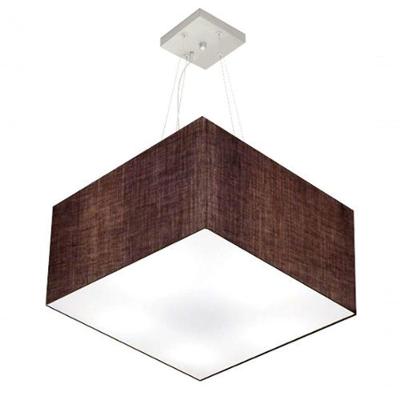 Lustre Pendente Quadrado Vivare Md-4075 Cúpula Em Tecido 30/50x50cm - Bivolt Café 127/220v