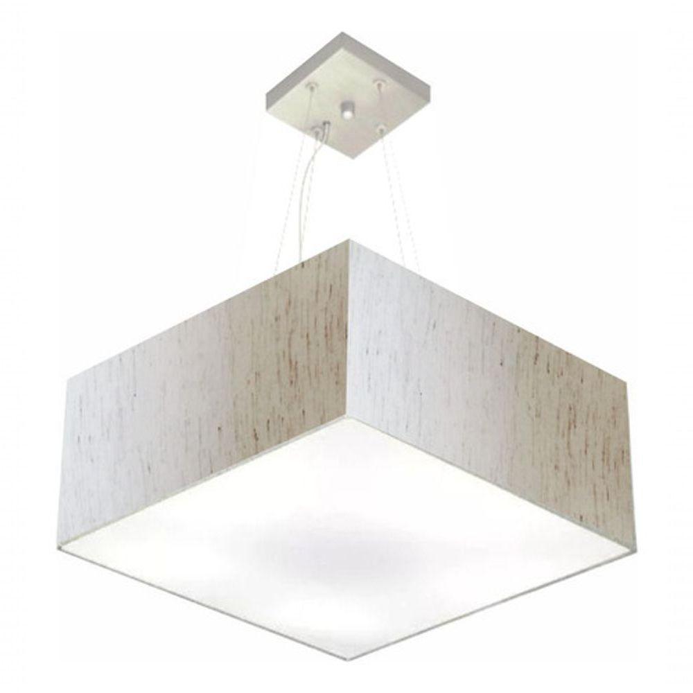 Lustre Pendente Quadrado Vivare Md-4071 Cúpula Em Tecido 30/70x70cm - Bivolt Linho Bege 127/220v - 3