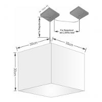 Lustre Pendente Quadrado Com Desvio De Centro Vivare Md-4268 Cúpula Em Tecido 35x35cm - Bivolt Branco 127/220v - 4
