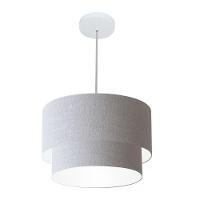 Lustres Pendentes Duplo Cilíndrico Vivare Md-4354 Cúpula Em Tecido 45x40cm - Bivolt Rustico-cinza 127/220v - 1
