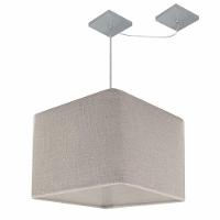 Lustre Pendente Quadrado Com Desvio De Centro Vivare Md-4269 Cúpula Em Tecido 40x40cm - Bivolt Rustico-cinza 127/220v - 3