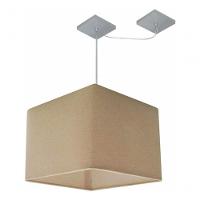 Lustre Pendente Quadrado Com Desvio De Centro Vivare Md-4268 Cúpula Em Tecido 35x35cm - Bivolt Algodão-crú 127/220v - 3