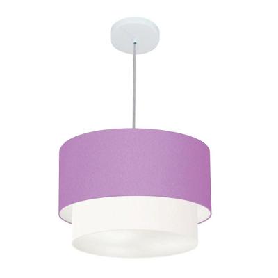 Lustres Pendentes Duplo Cilíndrico Vivare Md-4350 Cúpula Em Tecido 45x40cm - Bivolt Lilás 127/220v