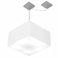 Lustre Pendente Quadrado Com Desvio De Centro Vivare Md-4271 Cúpula Em Tecido 40x40cm - Bivolt Branco 127/220v - 3