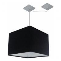 Lustre Pendente Quadrado Com Desvio De Centro Vivare Md-4268 Cúpula Em Tecido 35x35cm - Bivolt Preto 127/220v - 2