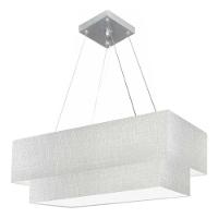 Lustre Pendente Duplo Retangular Vivare Md-4322 Cúpula Em Tecido 99x40cm X 80x30cm - Bivolt Rustico-cinza 127/220v - 3