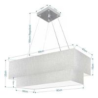 Lustre Pendente Duplo Retangular Vivare Md-4322 Cúpula Em Tecido 99x40cm X 80x30cm - Bivolt Rustico-cinza 127/220v - 4