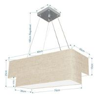 Lustre Pendente Duplo Retangular Vivare Md-4321 Cúpula Em Tecido 80x40cm X 70x30cm - Bivolt Rustico-bege 127/220v - 4