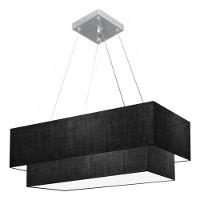 Lustre Pendente Duplo Retangular Vivare Md-4321 Cúpula Em Tecido 80x40cm X 70x30cm - Bivolt Preto-preto 127/220v - 3