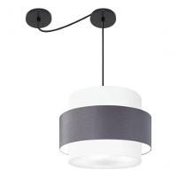 Lustre Sala De Jantar Com Desvio Vivare Md-4397 Cúpula Em Tecido 40cm Branco-cinza-escuro-branco 127/220v - 6