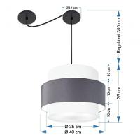 Lustre Sala De Jantar Com Desvio Vivare Md-4397 Cúpula Em Tecido 40cm Branco-cinza-escuro-branco 127/220v - 7