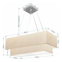 Lustre Pendente Duplo Retangular Vivare Md-4322 Cúpula Em Tecido 99x40cm X 80x30cm - Bivolt Linho Bege 127/220v - 4