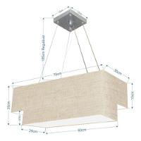Lustre Pendente Retangular Vivare Md-4138 Cúpula Em Tecido 70x30cm X 60x25cm - Bivolt Rustico-bege 127/220v - 4