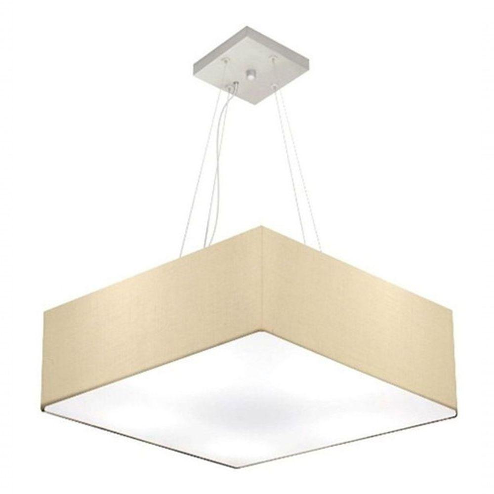 Lustre Pendente Quadrado Vivare Md-4137 Cúpula Em Tecido 15/70x70cm - Bivolt Algodão-crú 127/220v - 3