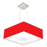 Lustre Pendente Quadrado Vivare Md-4137 Cúpula Em Tecido 15/70x70cm - Bivolt Vermelho 127/220v - 3
