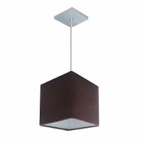 Lustre Pendente Quadrado Vivare Md-4223 Cúpula Em Tecido 15/13x13cm - Bivolt Café 127/220v - 1