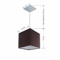 Lustre Pendente Quadrado Vivare Md-4223 Cúpula Em Tecido 15/13x13cm - Bivolt Café 127/220v - 2