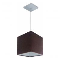 Lustre Pendente Quadrado Vivare Md-4223 Cúpula Em Tecido 15/13x13cm - Bivolt Café 127/220v