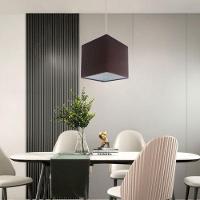 Lustre Pendente Quadrado Vivare Md-4223 Cúpula Em Tecido 15/13x13cm - Bivolt Café 127/220v - 6