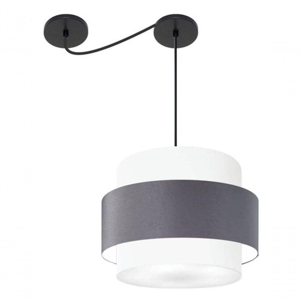 Lustre Sala De Jantar Com Desvio Vivare Md-4398 Cúpula Em Tecido 45cm Branco-cinza-escuro-branco 127/220v - 7