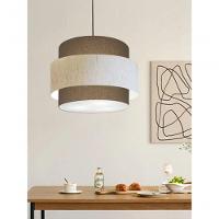 Lustre Sala De Jantar Com Desvio Vivare Md-4401 Cúpula Em Tecido 60cm Cáqui-linho-bege-cáqui 127/220v - 8