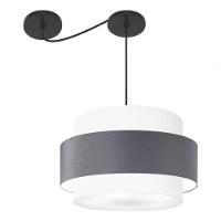 Lustre Sala De Jantar Com Desvio Vivare Md-4401 Cúpula Em Tecido 60cm Branco-cinza-escuro-branco 127/220v - 7
