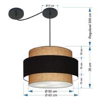 Lustre Sala De Jantar Com Desvio Vivare Md-4401 Cúpula Em Tecido 60cm Palha-preto-palha 127/220v - 8