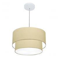 Lustres Pendentes Duplo Cilíndrico Vivare Md-4354 Cúpula Em Tecido 45x40cm - Bivolt Algodão-crú 127/220v - 2