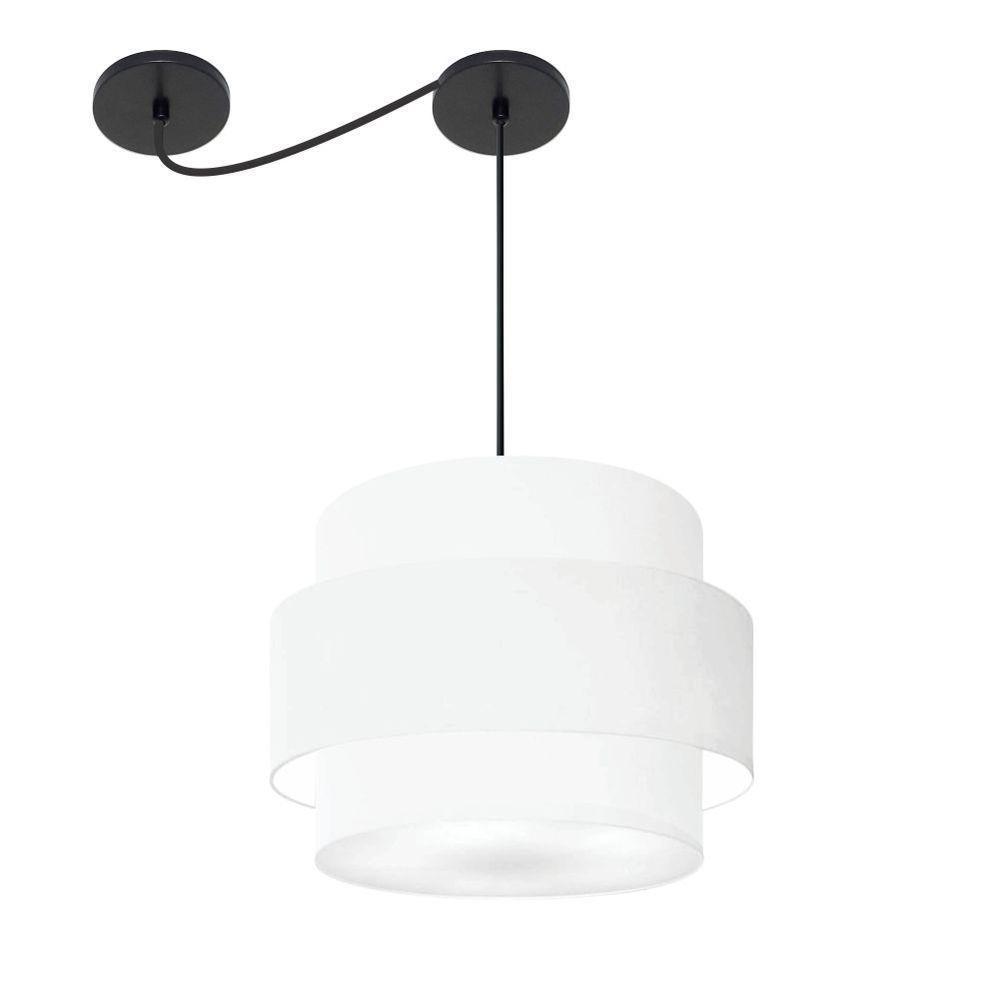 Lustre Sala De Jantar Com Desvio Vivare Md-4397 Cúpula Em Tecido 40cm Branco 127/220v - 1