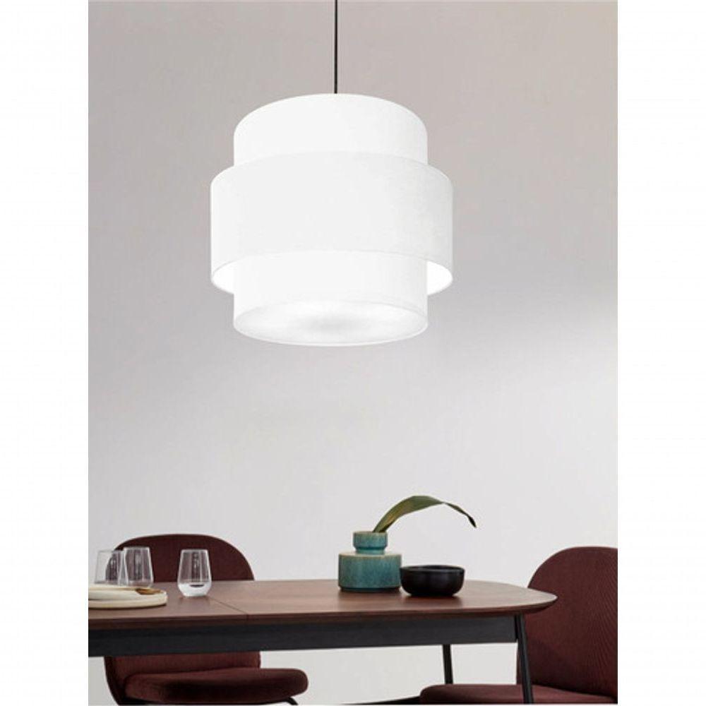 Lustre Sala De Jantar Com Desvio Vivare Md-4397 Cúpula Em Tecido 40cm Branco 127/220v - 7