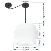 Lustre Sala De Jantar Com Desvio Vivare Md-4397 Cúpula Em Tecido 40cm Branco 127/220v - 2