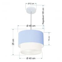 Lustres Pendentes Duplo Cilíndrico Vivare Md-4350 Cúpula Em Tecido 45x40cm - Bivolt Azul-bebê-branco 127/220v - 5