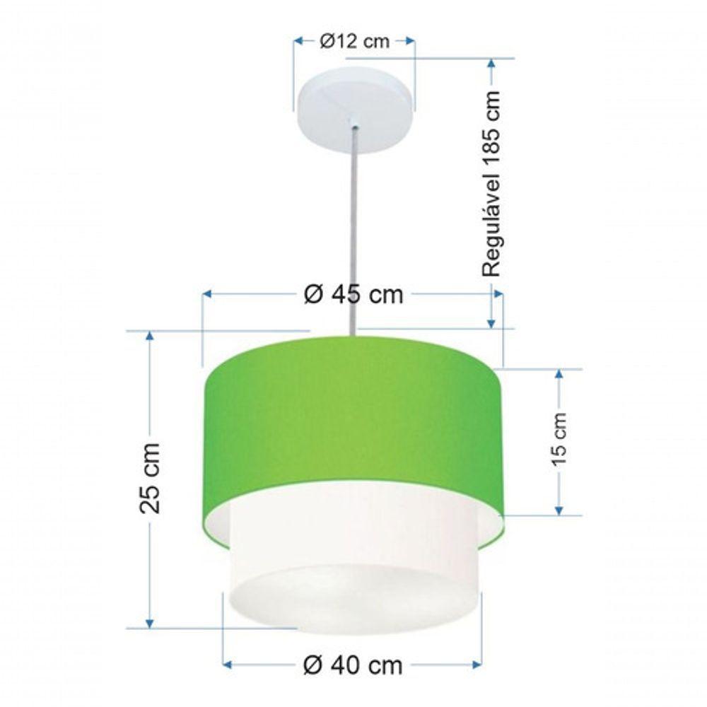 Lustres Pendentes Duplo Cilíndrico Vivare Md-4350 Cúpula Em Tecido 45x40cm - Bivolt Verde-limão-branco 127/220v - 5