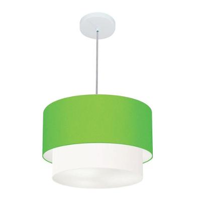 Lustres Pendentes Duplo Cilíndrico Vivare Md-4350 Cúpula Em Tecido 45x40cm - Bivolt Verde-limão-branco 127/220v