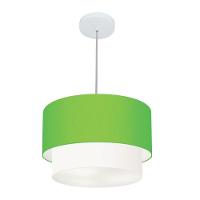 Lustres Pendentes Duplo Cilíndrico Vivare Md-4350 Cúpula Em Tecido 45x40cm - Bivolt Verde-limão-branco 127/220v - 1