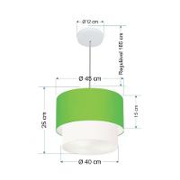 Lustres Pendentes Duplo Cilíndrico Vivare Md-4350 Cúpula Em Tecido 45x40cm - Bivolt Verde-limão-branco 127/220v - 2