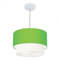 Lustres Pendentes Duplo Cilíndrico Vivare Md-4350 Cúpula Em Tecido 45x40cm - Bivolt Verde-limão-branco 127/220v