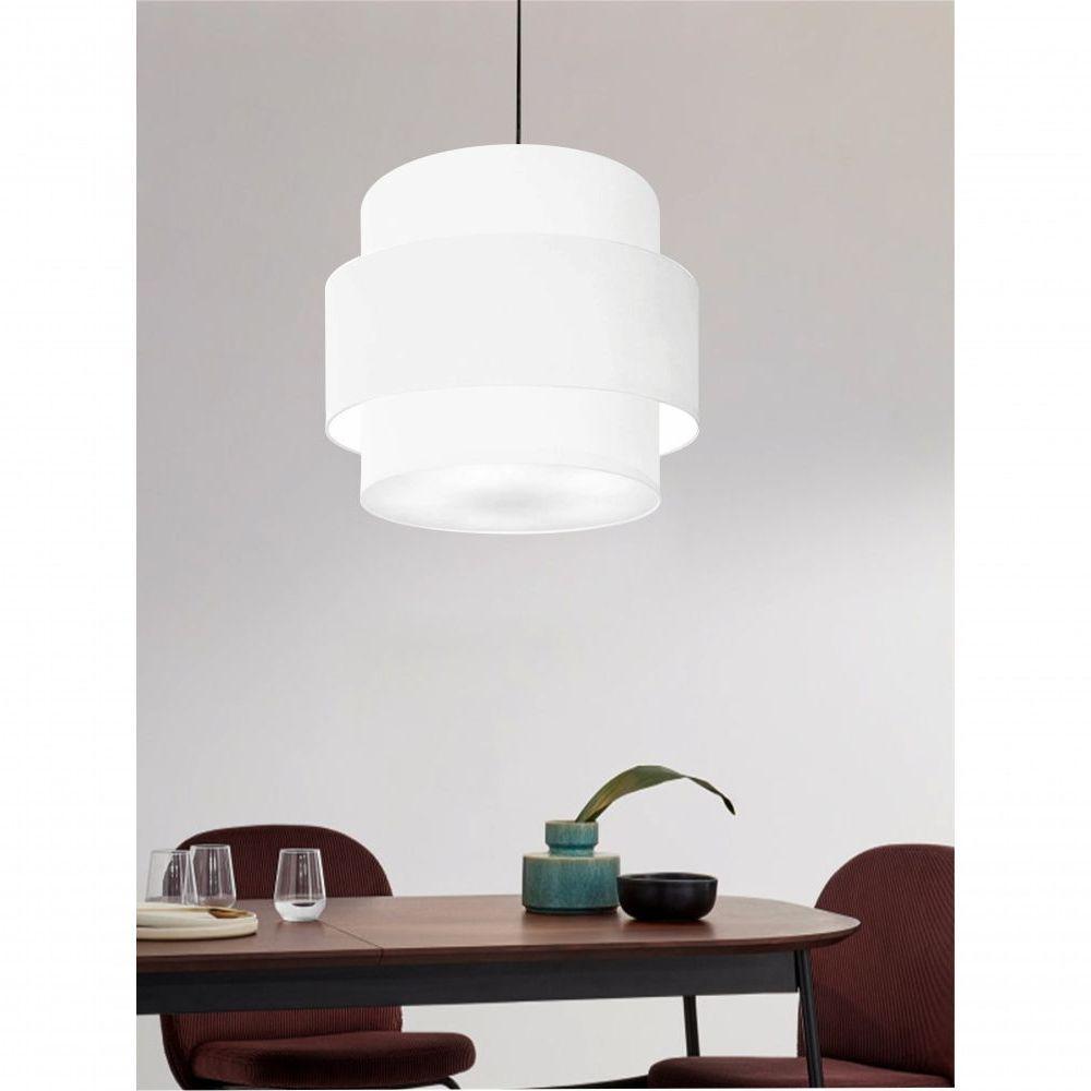 Lustre Sala De Jantar Com Desvio Vivare Md-4398 Cúpula Em Tecido 45cm Branco 127/220v - 5