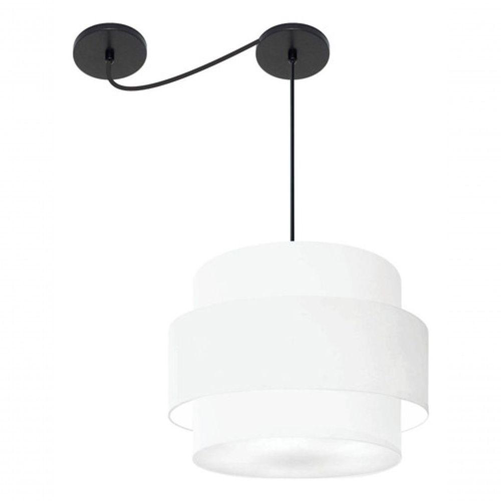 Lustre Sala De Jantar Com Desvio Vivare Md-4398 Cúpula Em Tecido 45cm Branco 127/220v - 7