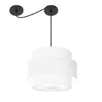Lustre Sala De Jantar Com Desvio Vivare Md-4398 Cúpula Em Tecido 45cm Branco 127/220v - 1