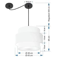 Lustre Sala De Jantar Com Desvio Vivare Md-4398 Cúpula Em Tecido 45cm Branco 127/220v - 2
