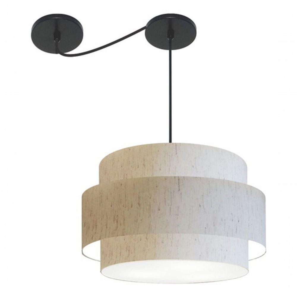 Lustre Sala De Jantar Com Desvio Vivare Md-4399 Cúpula Em Tecido 50cm Linho Bege 127/220v - 6