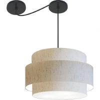 Lustre Sala De Jantar Com Desvio Vivare Md-4399 Cúpula Em Tecido 50cm Linho Bege 127/220v - 1