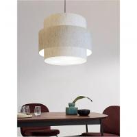 Lustre Sala De Jantar Com Desvio Vivare Md-4399 Cúpula Em Tecido 50cm Linho Bege 127/220v